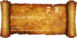 Petrik Mária névjegykártya